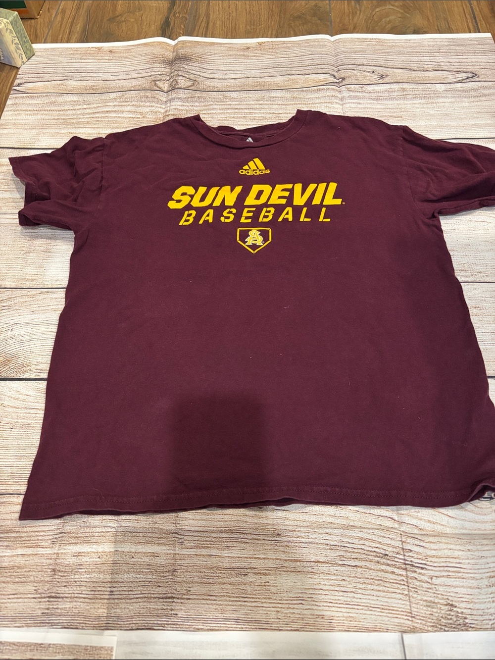Youth adidas Maroon Sun Devil Baseball Graphic Short Sleeve Tee